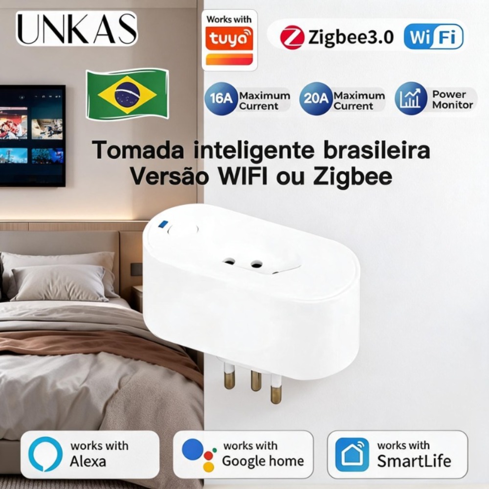 Zigbee Smart Plug Energy Monitor - UNKAS compatible avec Tuya, prise intelligente