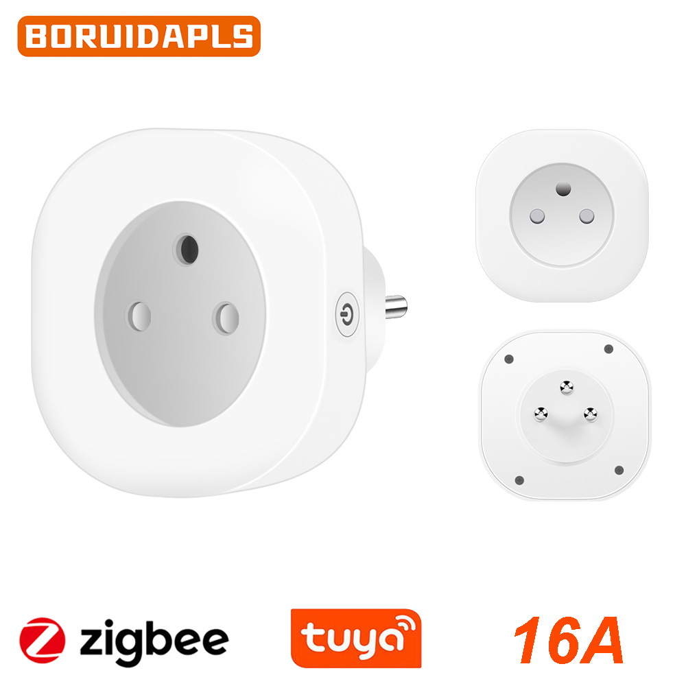 Zigbee Smart Plug Energy Monitor - BORUIDAPLS Tuya Zigbee Smart Socket EU/FR/Israel/Brazil/Switzerland