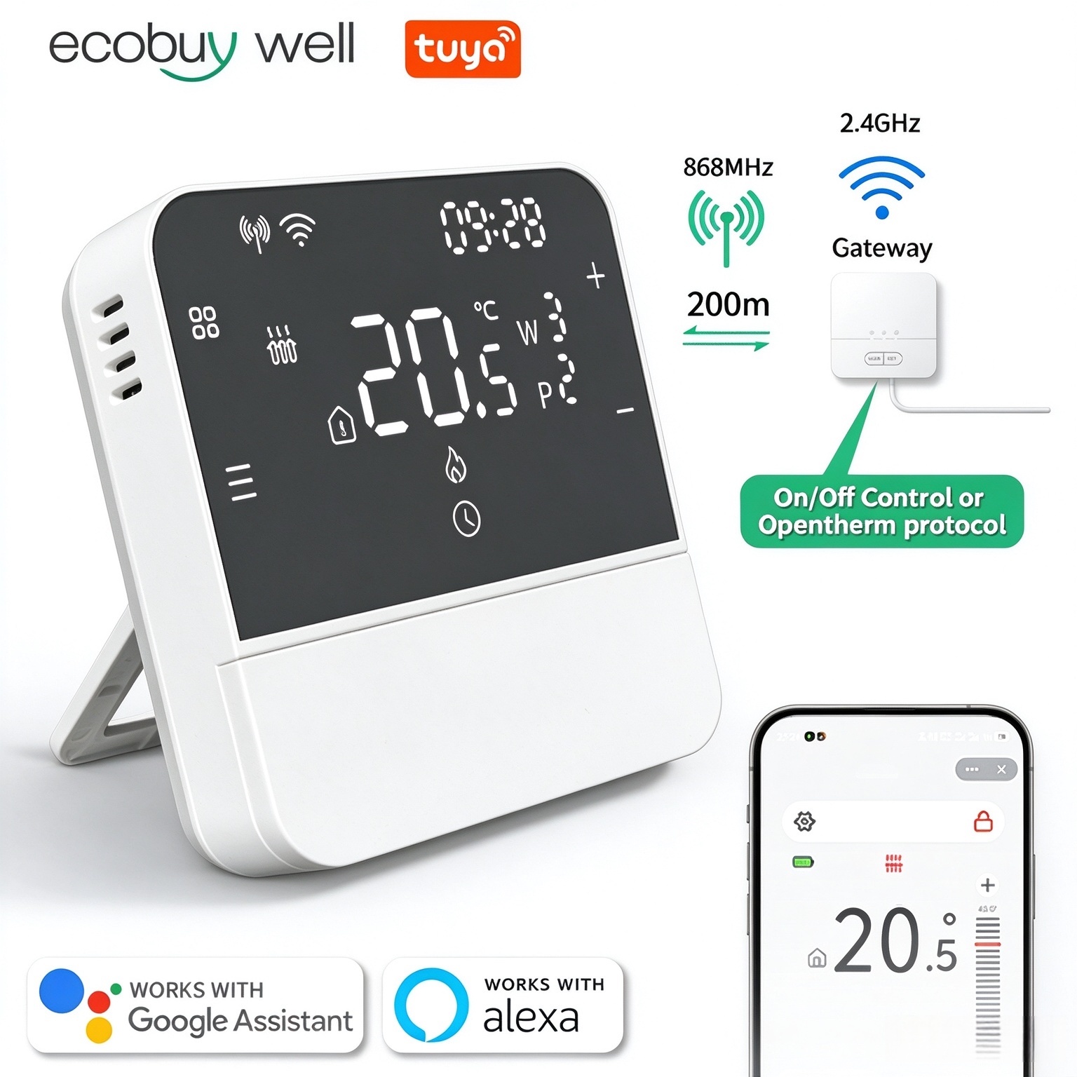 Smart Thermostat Heating Floor - Thermostat intelligent Tuya Opentherm WiFi, chauffage