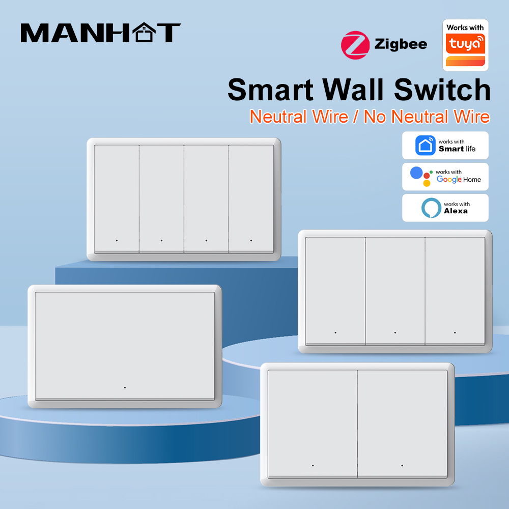 Zigbee Smart Button Scene Switch - Interrupteur mural intelligent Zigbee MANHOT 1/2/3/4