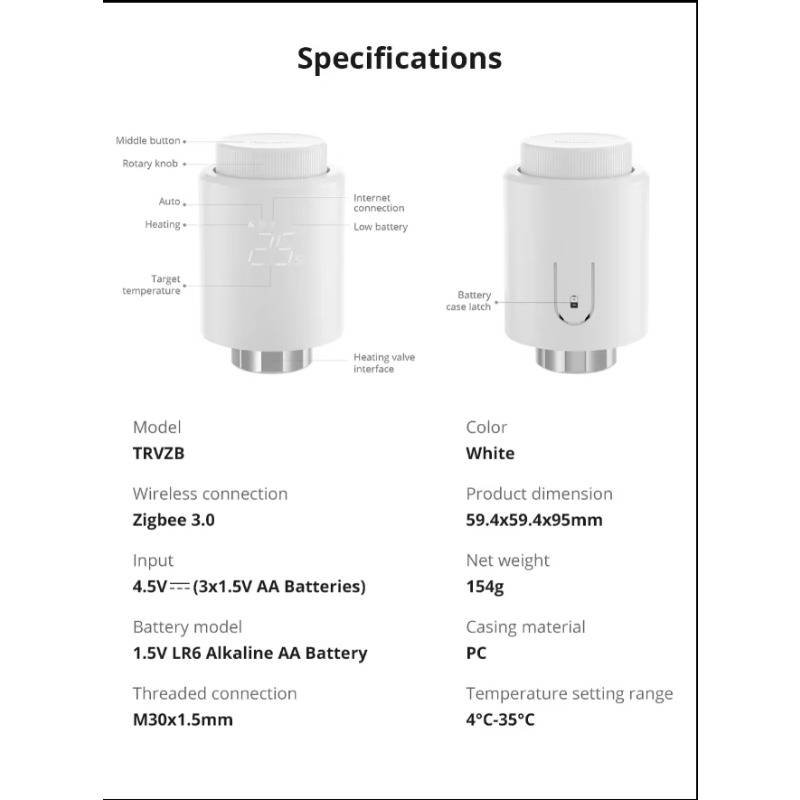Valve de radiateur WiFi TRVZB, - Wifi Radiator Valve Thermostat avis et prix